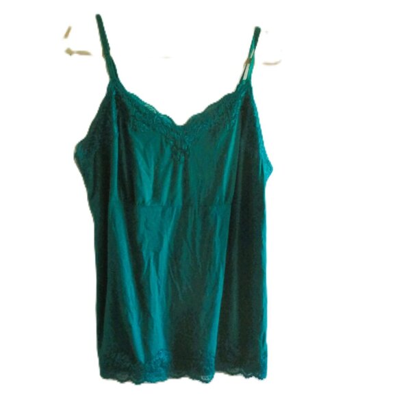 Lane Bryant 18/20 Teal Camisole Trim Adjustable Spaghetti Straps Rayon Spandex B - Picture 2 of 5